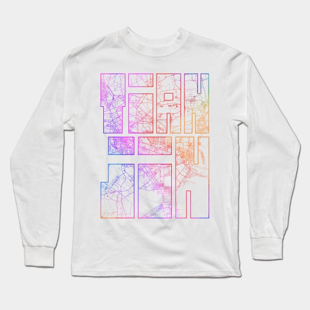 Tianjin, China City Map Typography - Colorful Long Sleeve T-Shirt by deMAP Studio